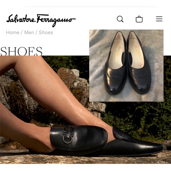 Salvatore Ferragamo Shoes - Salvatore Ferragamo Navy Wingtip Low Heels 7 B